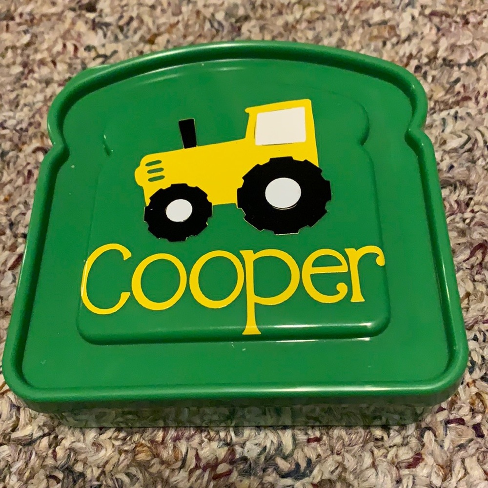Cooper sandwich container.  Reusable   tractor